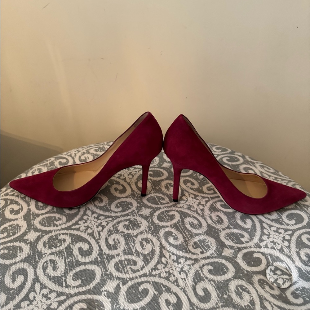 Jimmy Choo Burgundy Suede Heels - Picture 2 of 5
